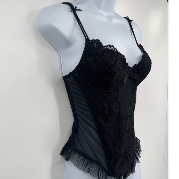 Cabernet Lace Corset Bustier Womens Top Sz S Y2K Coquette Fairy Lolita Goth Mesh - Picture 3 of 10